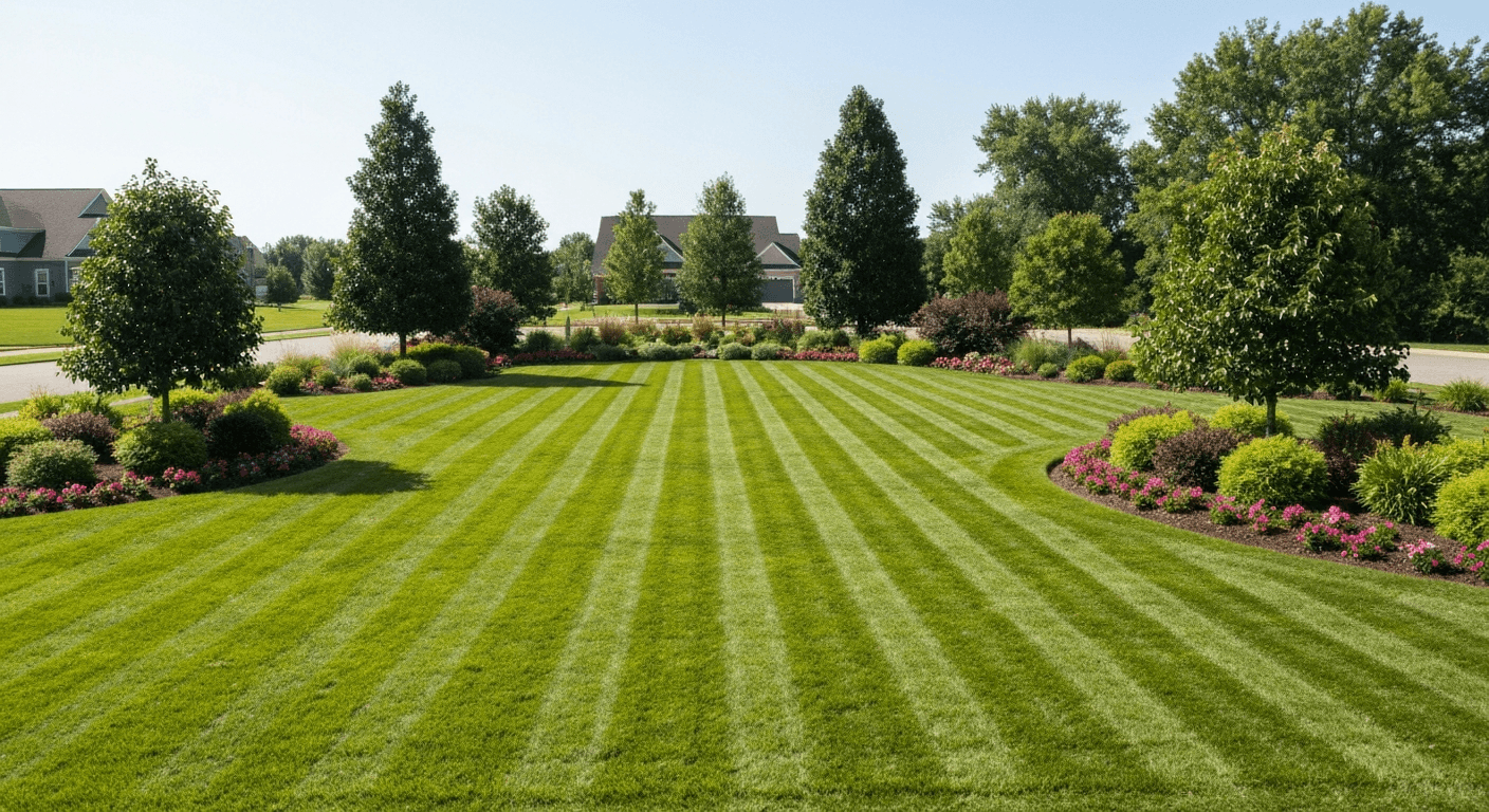 Perfectly manicured lawn and landscaping